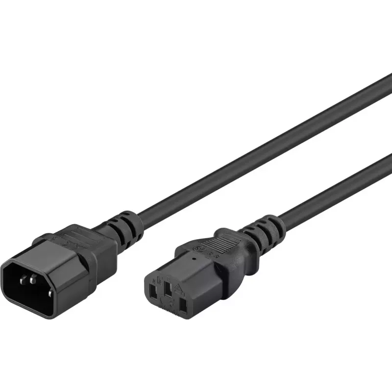 Cabo de extensão C13 conector fêmea C14 conector macho 0,5 m preto Goobay