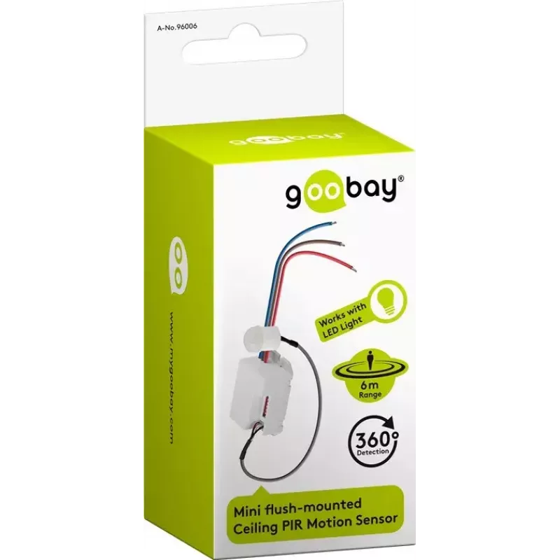 Sensor PIR branco Goobay para montagem no teto deteção 360° alcance 6 m interior