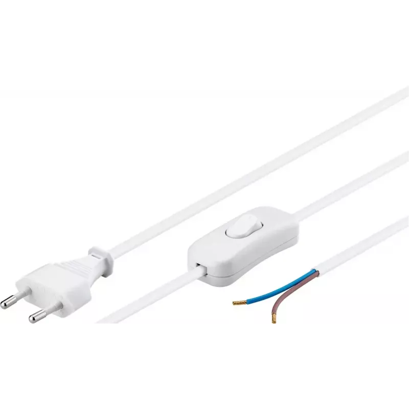 Cabo Goobay com ficha euro para montagem - com interruptor 1,5 m branco
