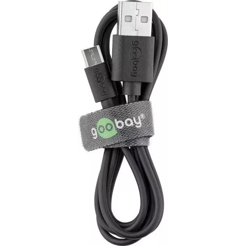 Cabo de carregamento rápido e sincronização Goobay Micro-USB 1 m USB 2.0 preto