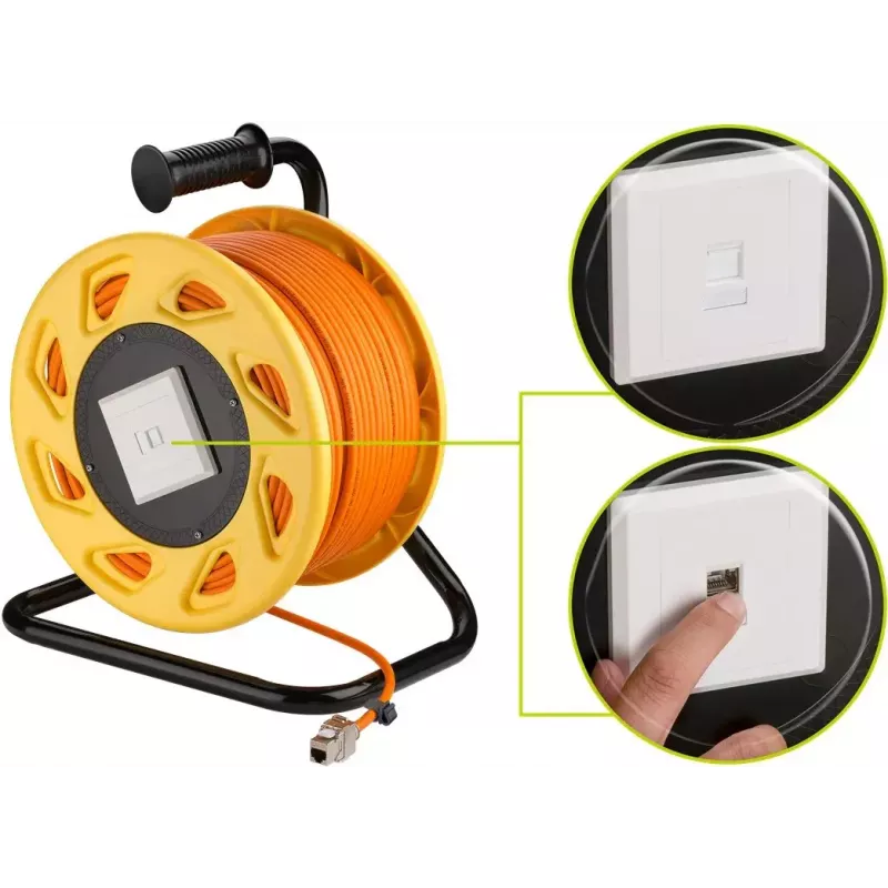 Cabo de rede Goobay portátil RJ45 50m Cat7a laranja
