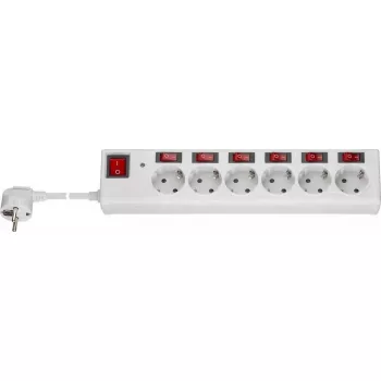 Régua de tomadas Goobay 6 tomadas com proteção contra sobretensão e interruptor 1,5 m 6 saídas AC