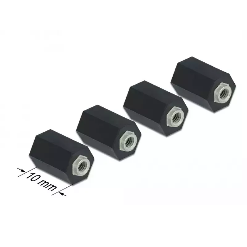 Espaçador M2,5 sextavado interior 10 mm preto 4 unid. DeLOCK 60243