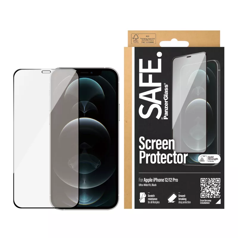 Película de proteção de ecrã PanzerGlass SAFE. by ® iPhone 12 | 12 Pro | Edge-to-Edge