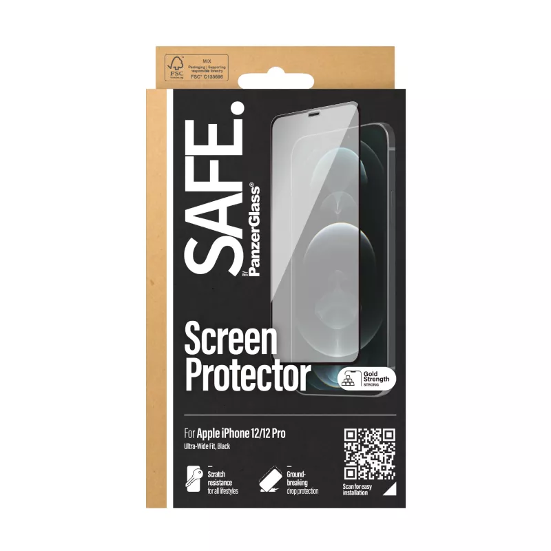 Película de proteção de ecrã PanzerGlass SAFE. by ® iPhone 12 | 12 Pro | Edge-to-Edge