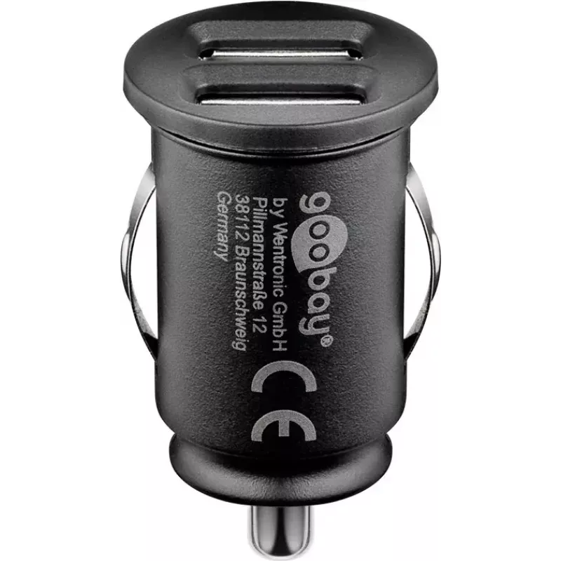Adaptador de carregamento para automóvel Goobay Dual-USB 24 W preto carregamento rápido proteção contra sobretensão