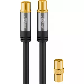 Cabo coaxial Goobay 70378 3 m preto ficha para conector fêmea
