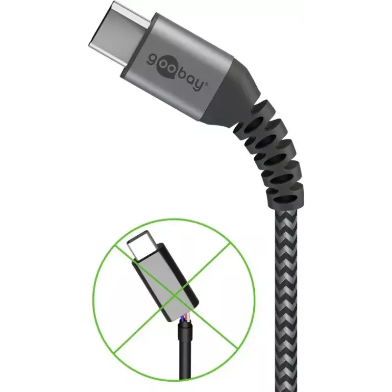 Cabo USB Wentronic 49295 USB 2.0 0,5 m USB C USB A preto cinzento