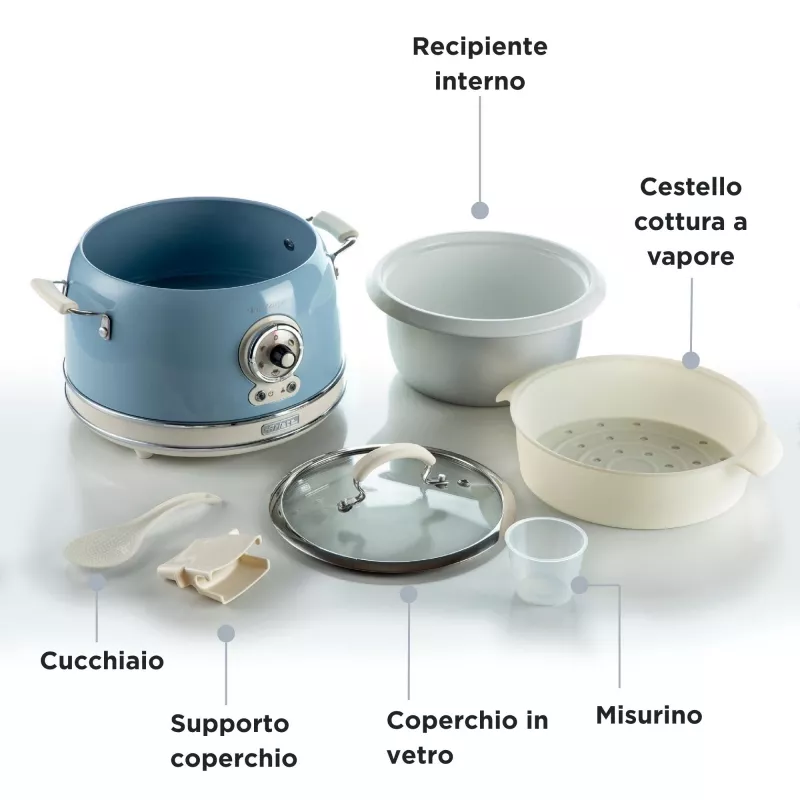 Ariete Vintage 2904 panela de arroz / panela de cozedura lenta, 3,5 l, 700 W, azul
