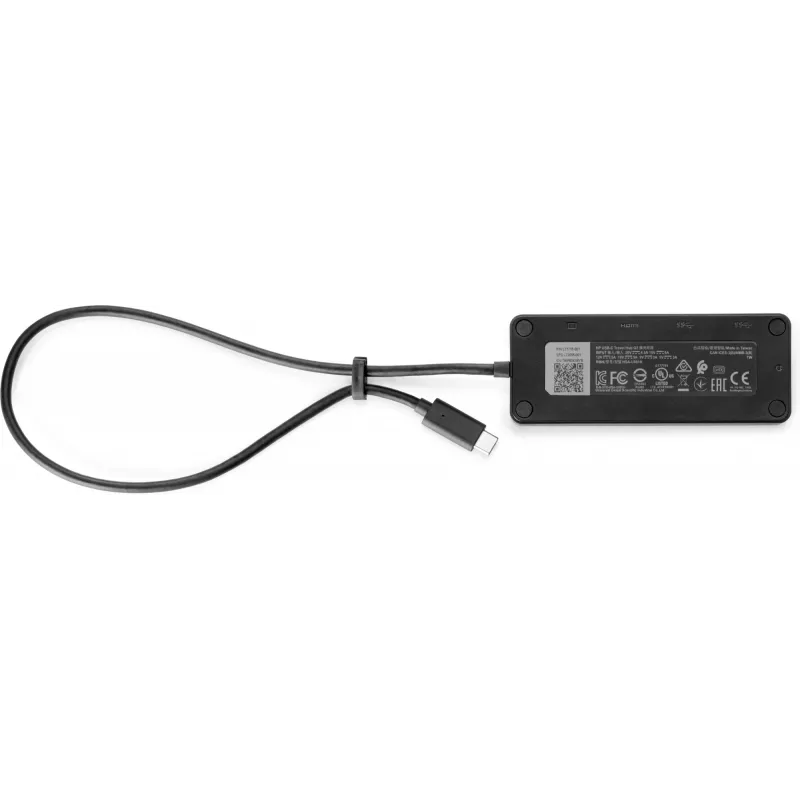 HP USB-C Travel Hub G2, com fio, USB 3.2 Gen 1 (3.1 Gen 1) Type-C, preto, China, Windows 10, 107 mm
