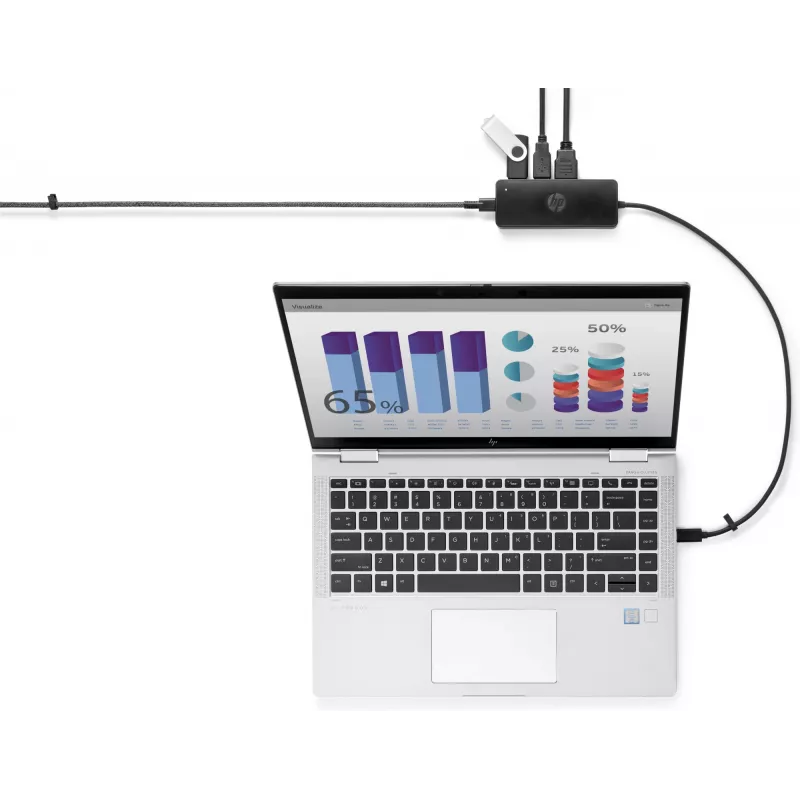 HP USB-C Travel Hub G2, com fio, USB 3.2 Gen 1 (3.1 Gen 1) Type-C, preto, China, Windows 10, 107 mm