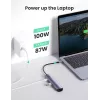 Ugreen CM418 10919 hub USB-C 5 em 1, HDMI 4K 30 Hz, Ethernet, USB 3.0, Power Delivery, alumínio, cinzento