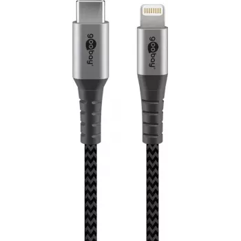 Cabo Lightning Goobay 0,5 m USB-C para Lightning 3 A 20 V preto cinzento