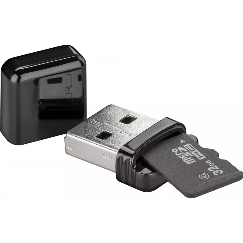 Leitor de cartões GOOBAY USB-A 2.0 para MicroSD, 480 Mbit/s, preto