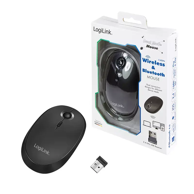 Rato LogiLink ID0204 RF sem fios + Bluetooth