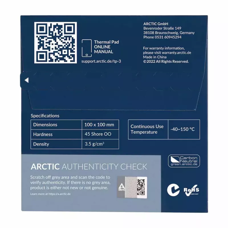 Pad térmico ARCTIC TP-3 Premium Performance 100 x 100 mm, 1 mm