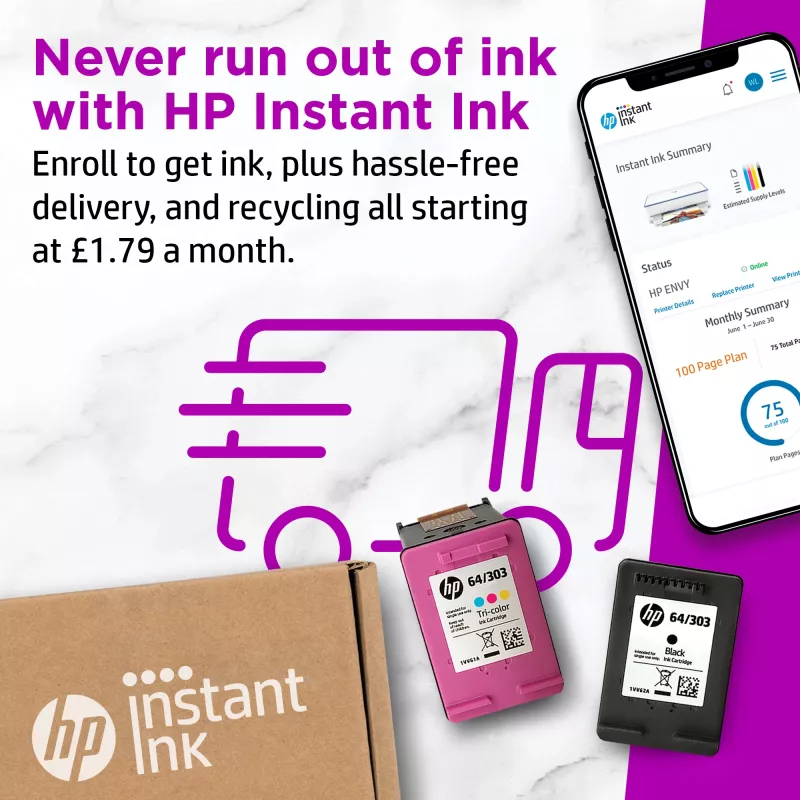 Impressora multifunções sem fios a cores HP ENVY 6010e, Instant Ink; copiadora, digitalizador