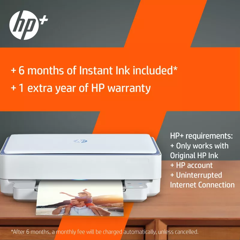Impressora multifunções sem fios a cores HP ENVY 6010e, Instant Ink; copiadora, digitalizador