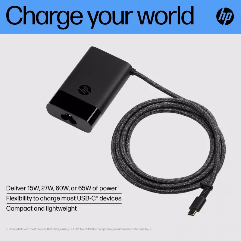 HP 671R3AA USB-C 65 W carregador de portátil, AC 115/230 V, EU
