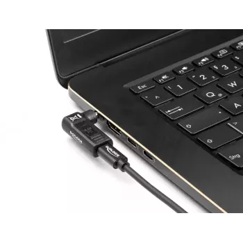 Adaptador DeLOCK USB Type-C fêmea para 5,5 x 2,1 mm macho 90° angular
