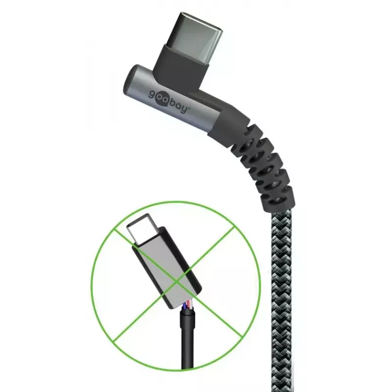 Cabo USB Goobay USB 2.0 2 m USB-C preto/cinzento