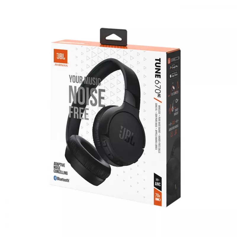 Headset JBL Tune 670 NC com fios e sem fios arco de cabeça chamadas/música USB Type-C Bluetooth preto
