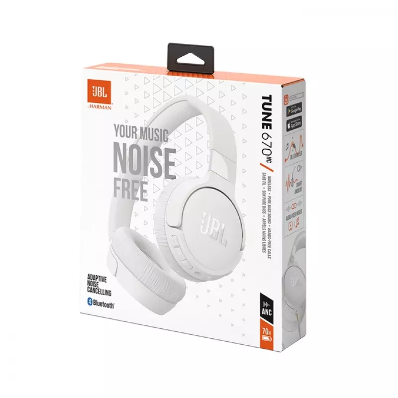 Headset JBL Tune 670 NC com fios e sem fios arco de cabeça chamadas/música USB Type-C Bluetooth branco