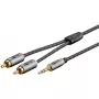 Cabo de áudio WENTRONIC Goobay 65290 — ficha jack 3,5 mm para 2×ficha RCA, 5 m, cobre, dourado, blindagem magnética