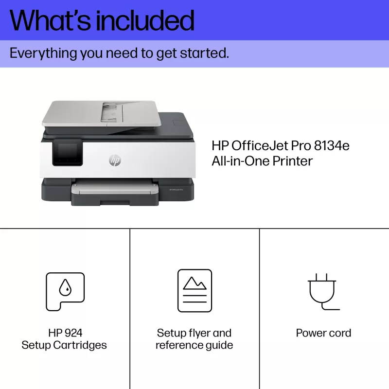 Impressora multifunções sem fios a cores HP OfficeJet Pro 8134e, Instant Ink; impressão frente e verso