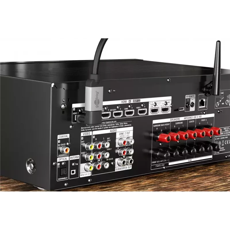 Adaptador de cabo de vídeo HDMI Goobay 65744 preto conector fêmea de alta qualidade