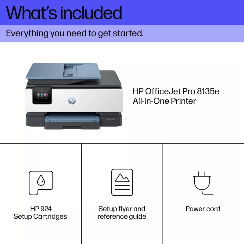 HP OfficeJet Pro 8135e Impressora multifunções sem fios a cores, Instant Ink; impressão frente e verso