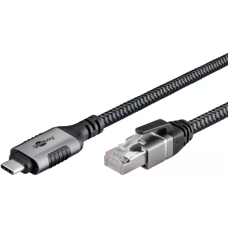 Adaptador Goobay USB-C para RJ-45 10m preto prateado