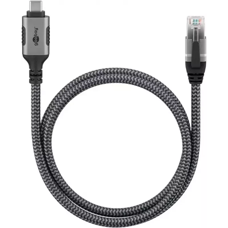 Adaptador Goobay USB-C para RJ-45 10m preto prateado
