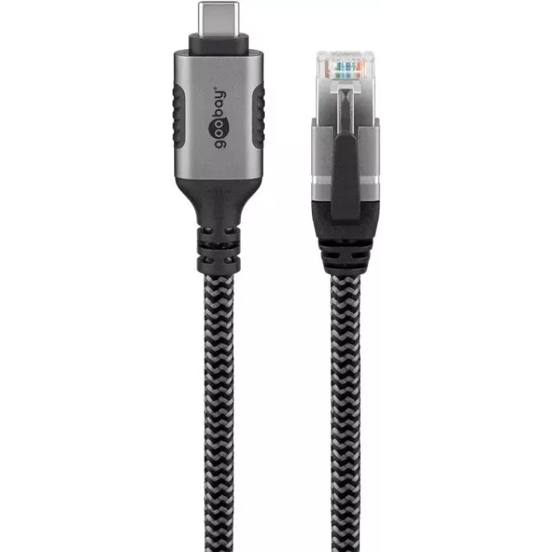 Adaptador Goobay USB-C para RJ-45 10m preto prateado