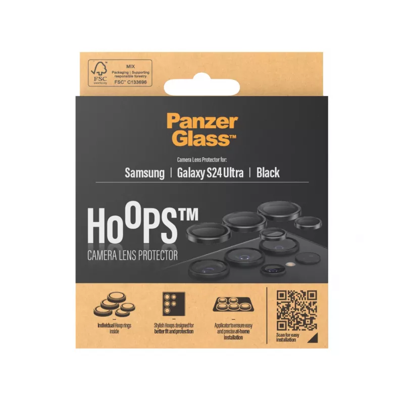 PanzerGlass ® Hoops® Vidro protetor de objetiva de câmara preto Samsung Galaxy S24 Ultra