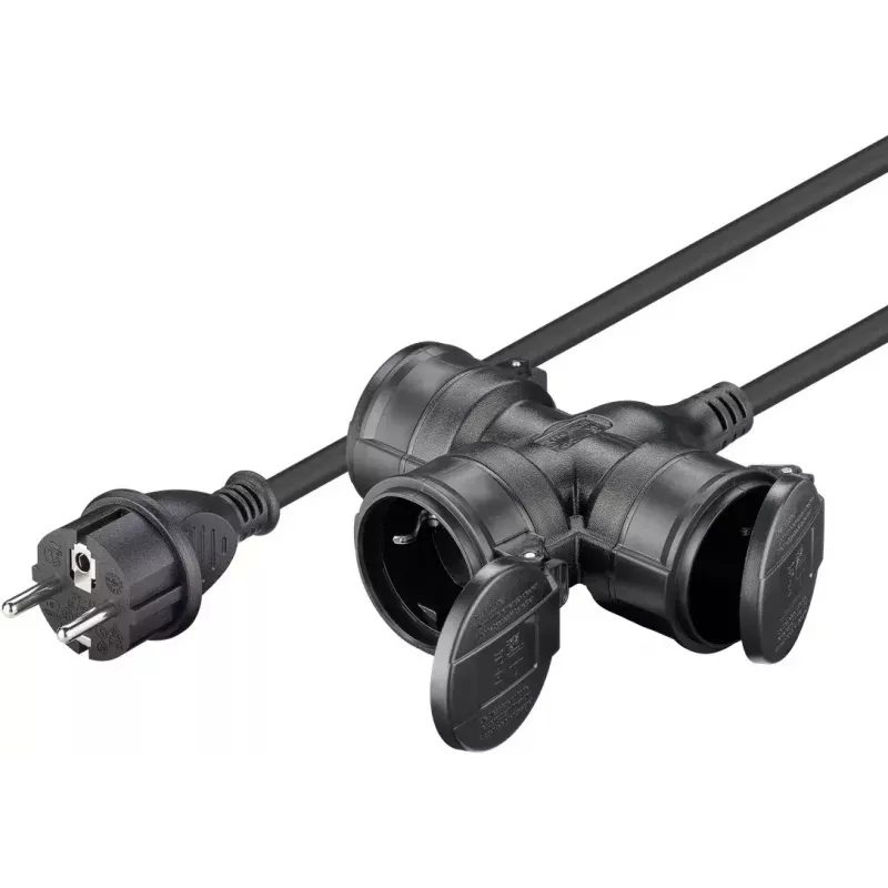 Extensão elétrica Goobay 65438 10m 3 tomadas AC exterior preto
