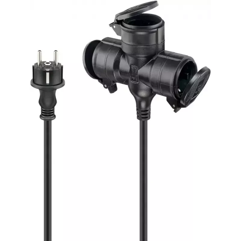 Extensão elétrica Goobay 65438 10m 3 tomadas AC exterior preto