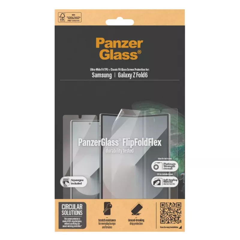 Película protetora de ecrã PanzerGlass Samsung Galaxy Z Fold6 resistente a riscos e choques