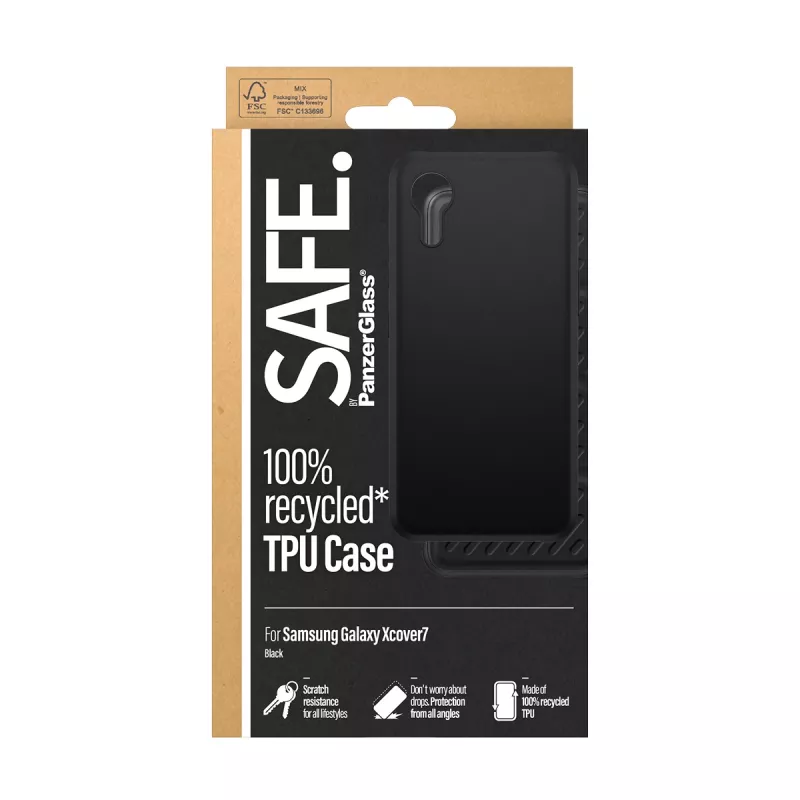 PanzerGlass SAFE. by ® Capa TPU preta Samsung Galaxy Xcover7