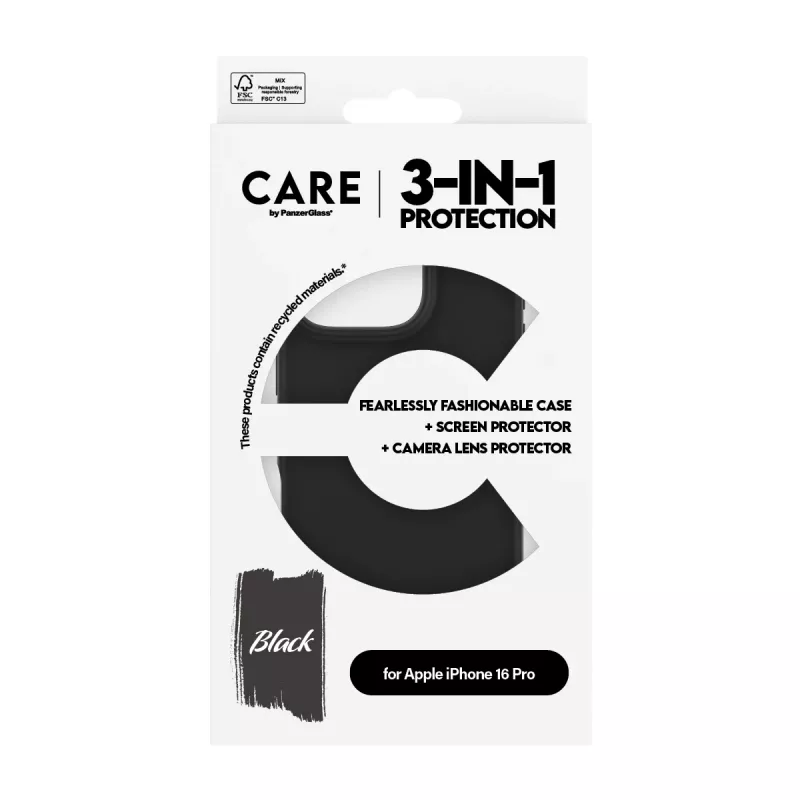 Pack 3 em 1 PanzerGlass CARE by Fashion iPhone 16 Pro