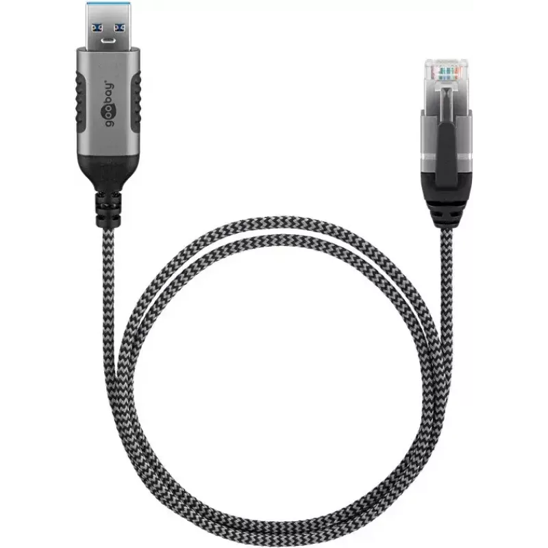 Adaptador de cabo Goobay 74400 USB 3.0 Type-A RJ45 15 m preto prateado