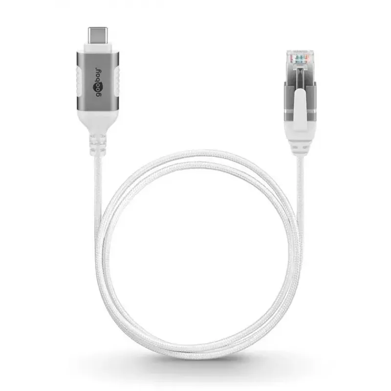 Goobay Cabo Ethernet USB-C 3.1 para RJ45 Slim, 7,5 m, branco (74390)