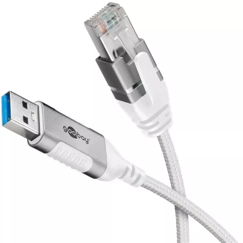 Adaptador de cabo Goobay 74382 USB 3.0 Type-A RJ45 branco 7,5 m