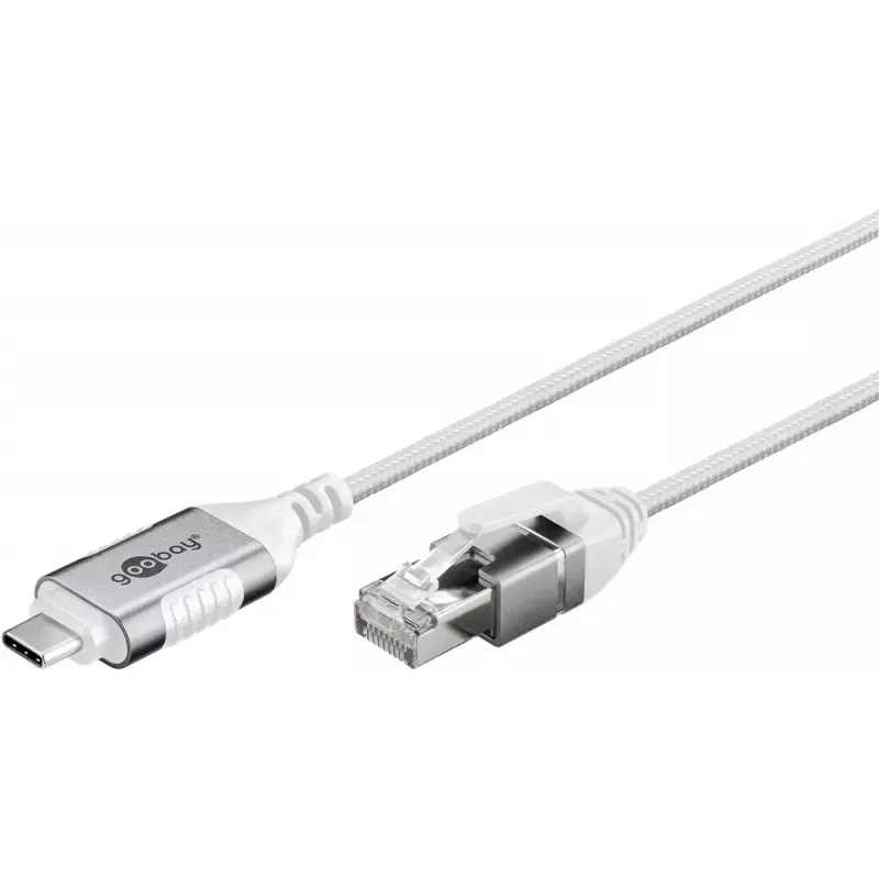 Goobay Cabo Ethernet USB-C 3.1 para RJ45 Slim, 1,5 m, branco (74386)
