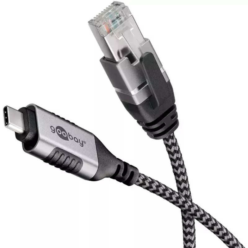 Goobay Cabo Ethernet USB-C 3.1 para RJ45 Slim, 7,5 m, preto (74406)
