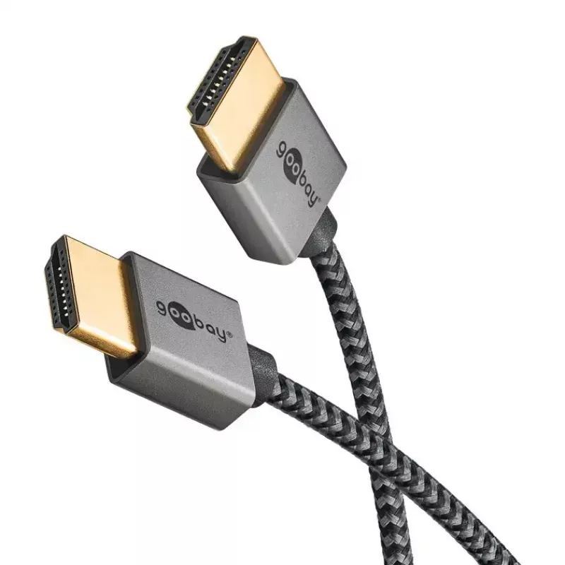 Cabo HDMI Goobay 1 m Type-A macho para macho 18 Gbit/s cinzento