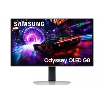 Monitor Samsung G81SF 68,6 cm (27 polegadas) 3840 x 2160 4K Ultra HD OLED prateado
