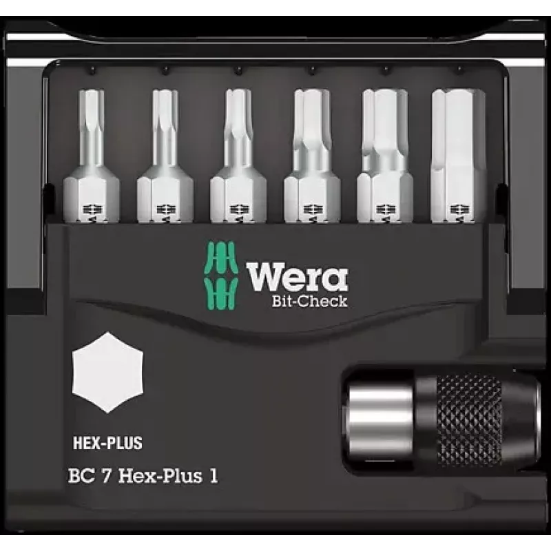 Wera Bit-Check 7 Hex-Plus 1 Conjunto de pontas de chave de fendas, 7 peças, H2-H6