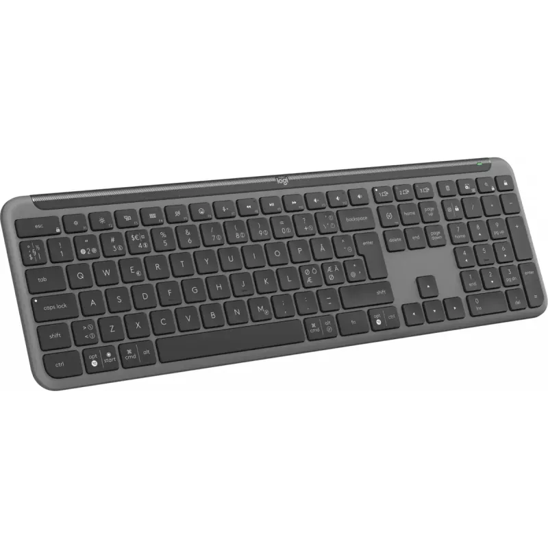 Teclado Logitech K950 Signature fino Office RF Wireless Bluetooth QWERTY Dinamarquês Finlandês Nórdico Sueco grafite