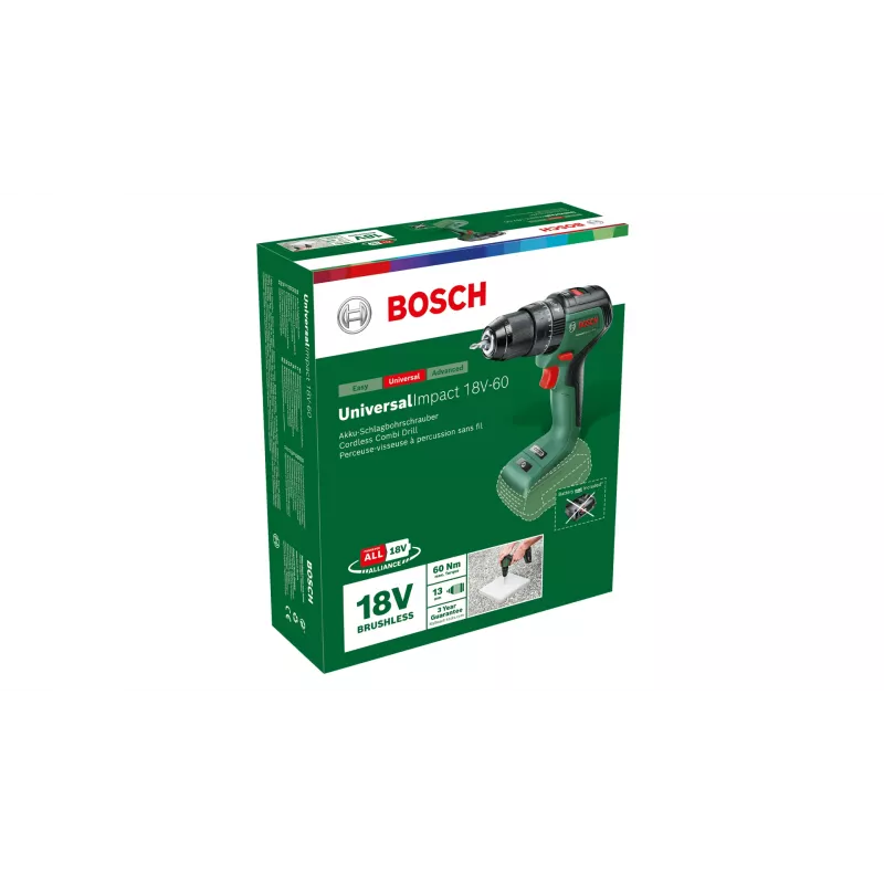 Bosch Universal Impact 18V-60 1900 rpm Mandril de aperto rápido 1,3 kg preto, verde